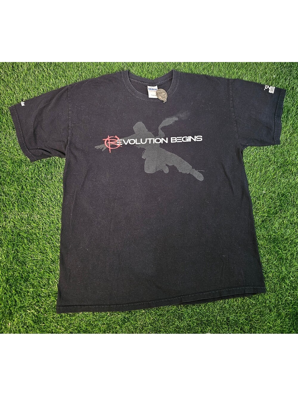 RARE Brink Bethesda Video Game Evolution Begins Black Graphic T-Shirt Size Large